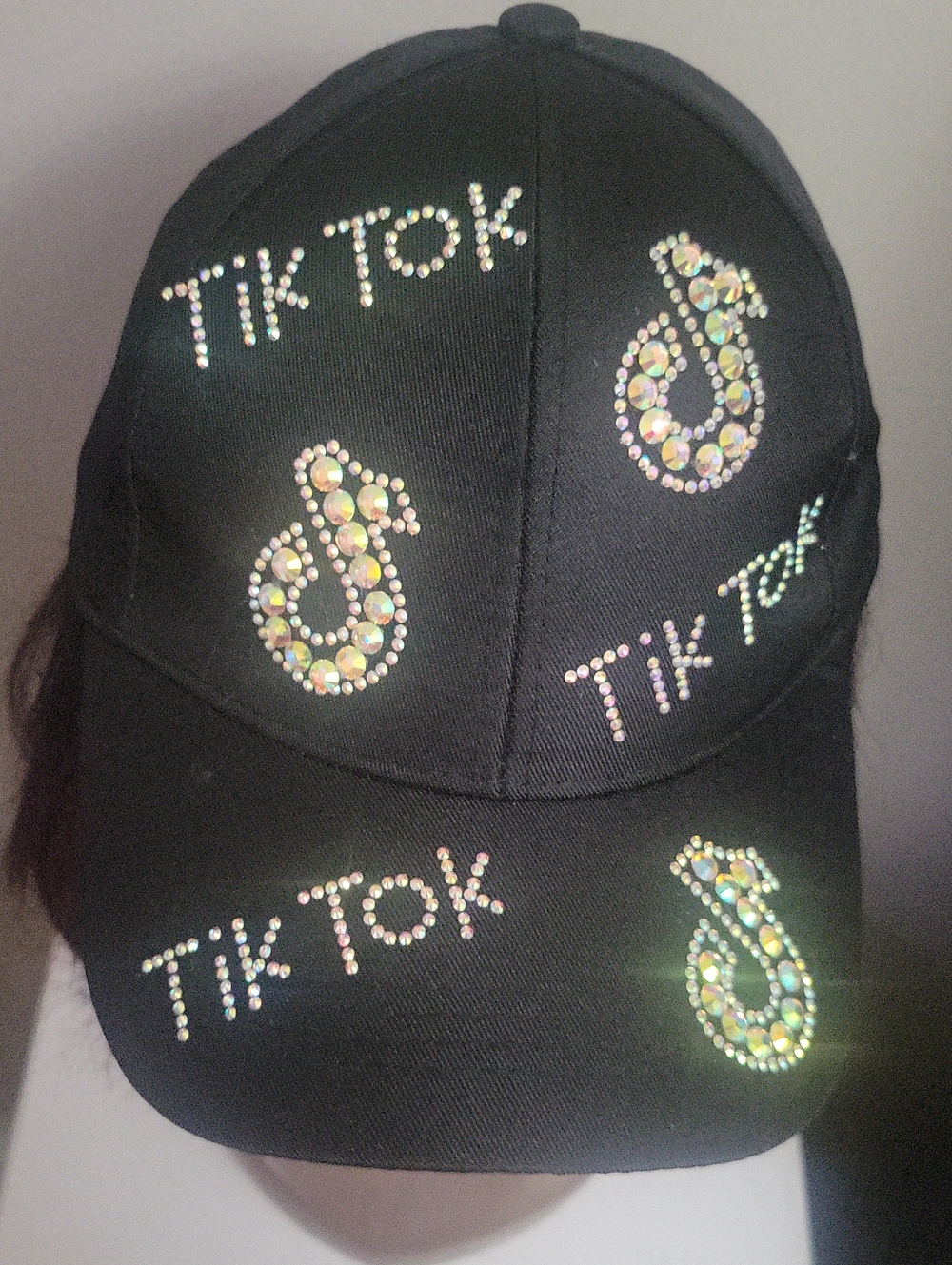 Black TikTok Rhinestone Baseball Cap